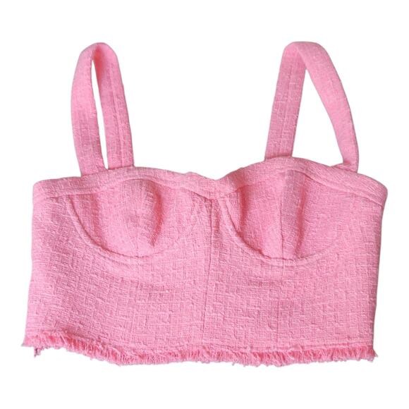 Zara Textured Bustier Top Pink Sweetheart Neckline Women's‎ Size Medium NWT - Picture 1 of 15